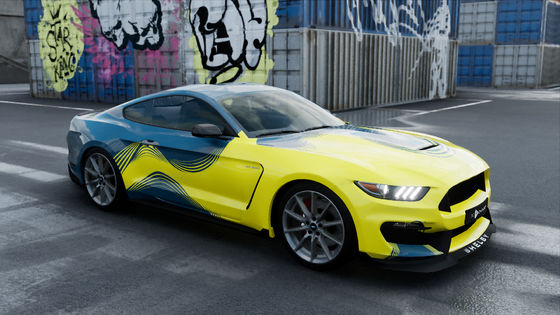 Yellow Flow White Back Vehicle Wrap Vinyl Roll Removable Glue